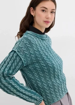 Damen bonprix Strickmode|Pullover & Strickjacken|Oversize-Pullover aus reiner Baumwolle