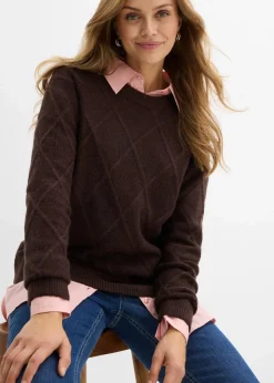 Damen bonprix Bekleidung·Umstandsmode|Pullover & Strickjacken|Oversize-Pullover aus Zopfstrick