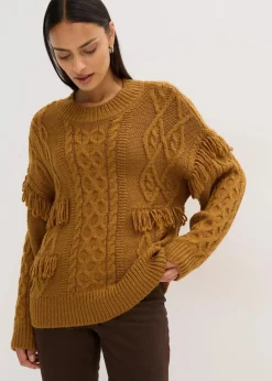 New Oversize-Pullover mit Fransen Damen Bekleidung·Umstandsmode|Bekleidung·Jeans
