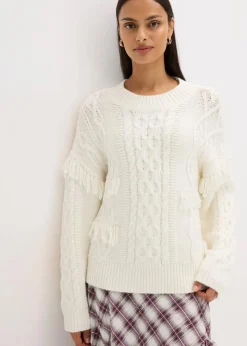 Damen bonprix Bekleidung·Umstandsmode|Bekleidung·Jeans|Oversize-Pullover mit Fransen