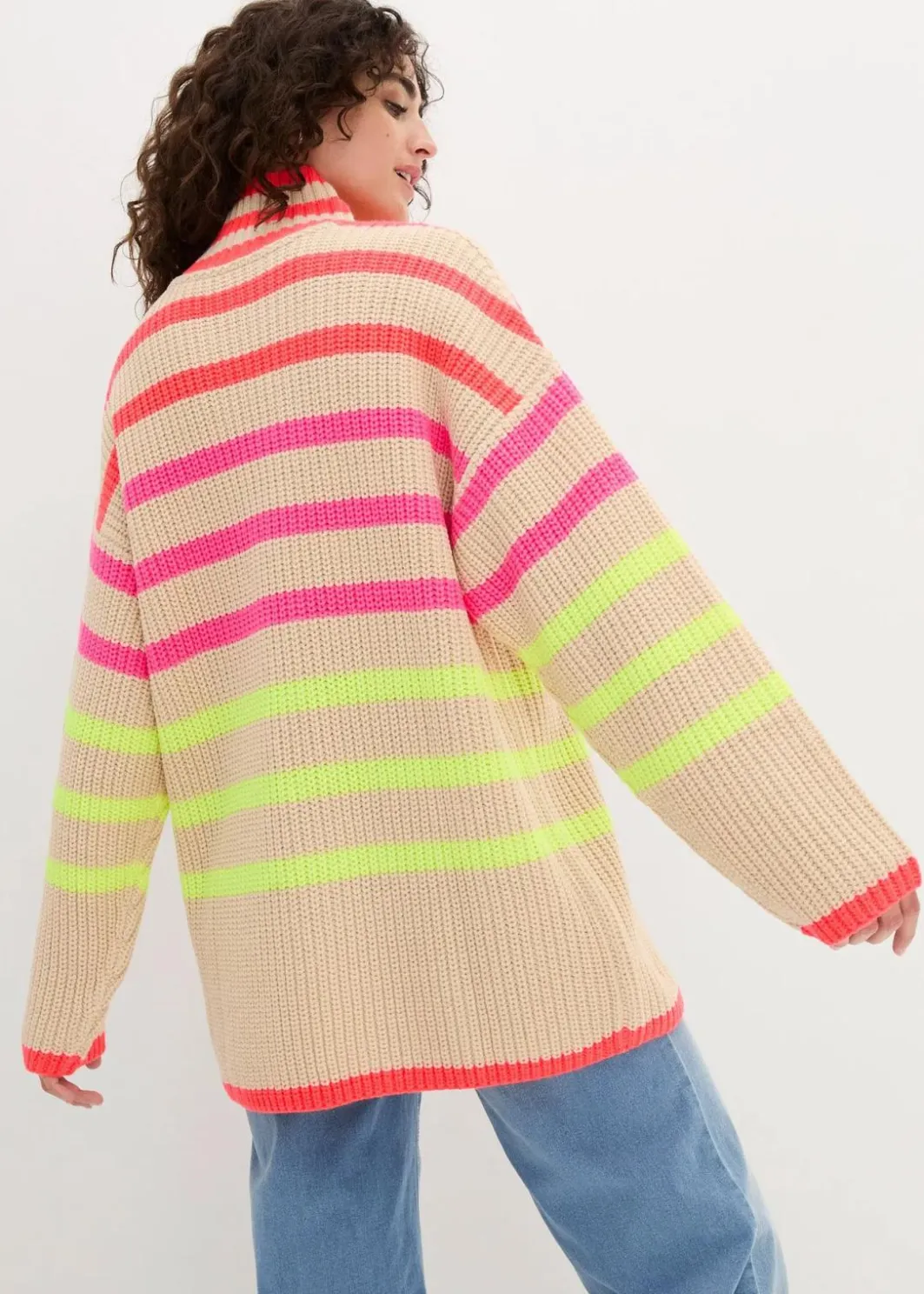Damen bonprix Bekleidung·Umstandsmode|Bekleidung·Jeans|Oversize-Pullover mit Neonstreifen