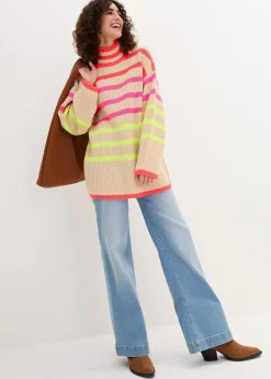 Damen bonprix Bekleidung·Umstandsmode|Bekleidung·Jeans|Oversize-Pullover mit Neonstreifen