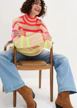 Damen bonprix Bekleidung·Umstandsmode|Bekleidung·Jeans|Oversize-Pullover mit Neonstreifen