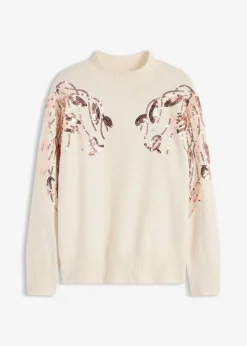 Damen bonprix Bekleidung·Umstandsmode|Bekleidung·Jeans|Oversize-Pullover mit Pailletten