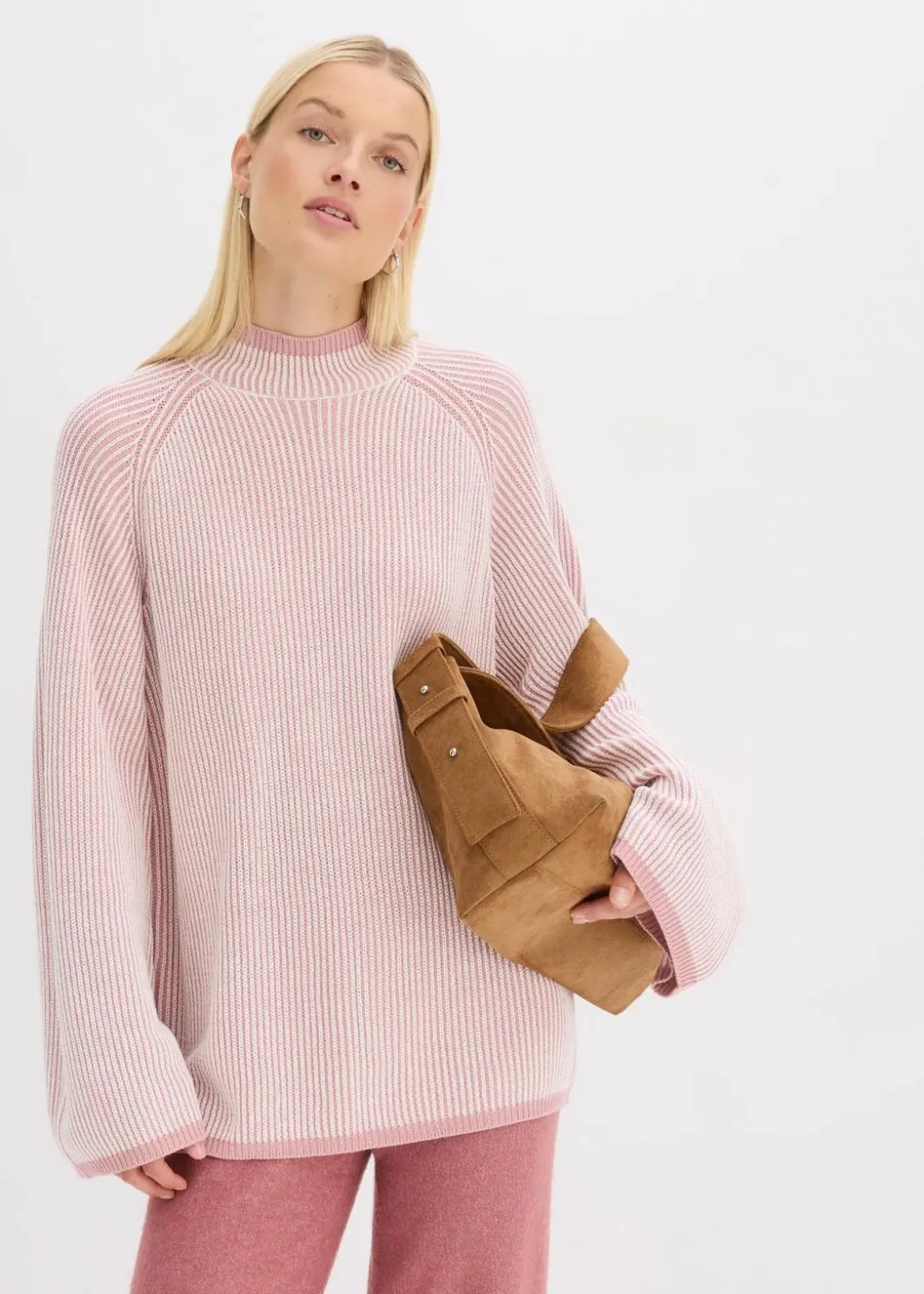 Damen bonprix Bekleidung·Umstandsmode|Strickmode|Oversize-Pullover mit Stehkragen
