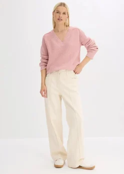 Damen bonprix Bekleidung·Jeans|Pullover & Strickjacken|Oversize-Pullover mit V-Ausschnitt