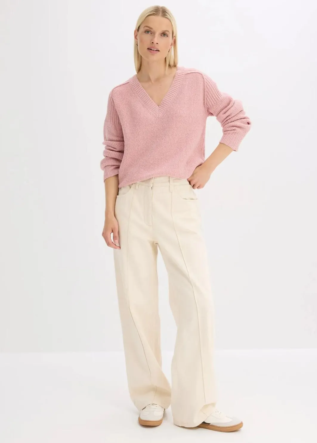 Damen bonprix Bekleidung·Jeans|Pullover & Strickjacken|Oversize-Pullover mit V-Ausschnitt