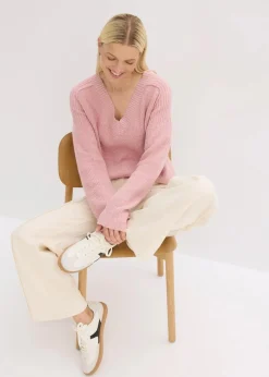 Damen bonprix Bekleidung·Jeans|Pullover & Strickjacken|Oversize-Pullover mit V-Ausschnitt