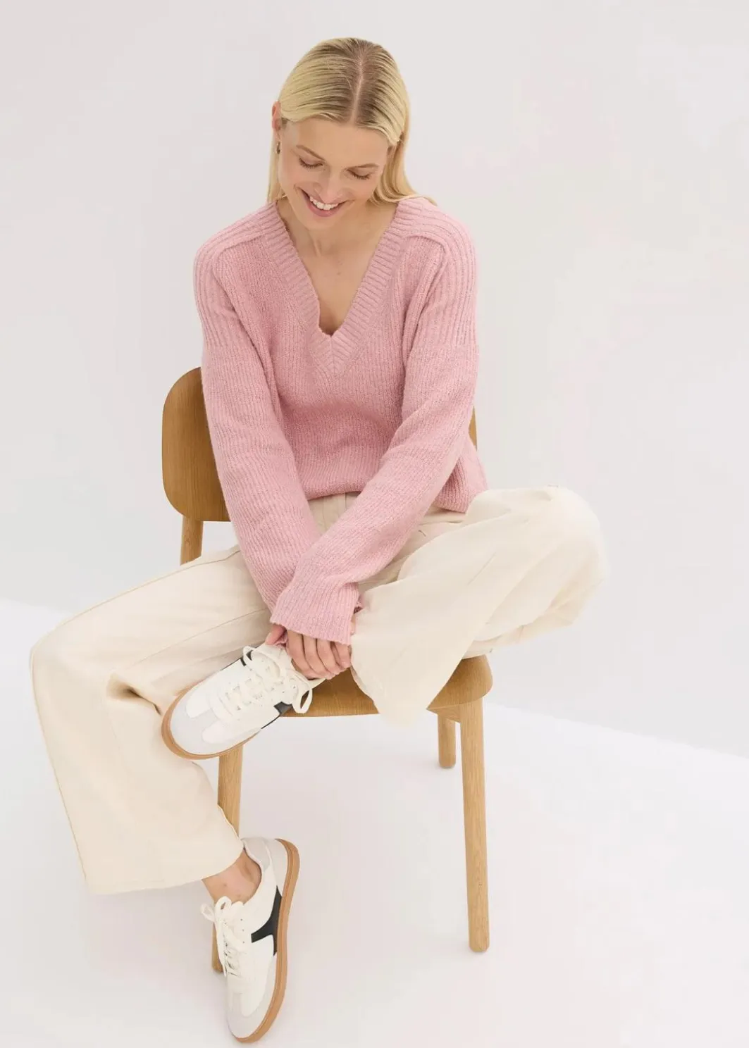 Damen bonprix Bekleidung·Jeans|Pullover & Strickjacken|Oversize-Pullover mit V-Ausschnitt
