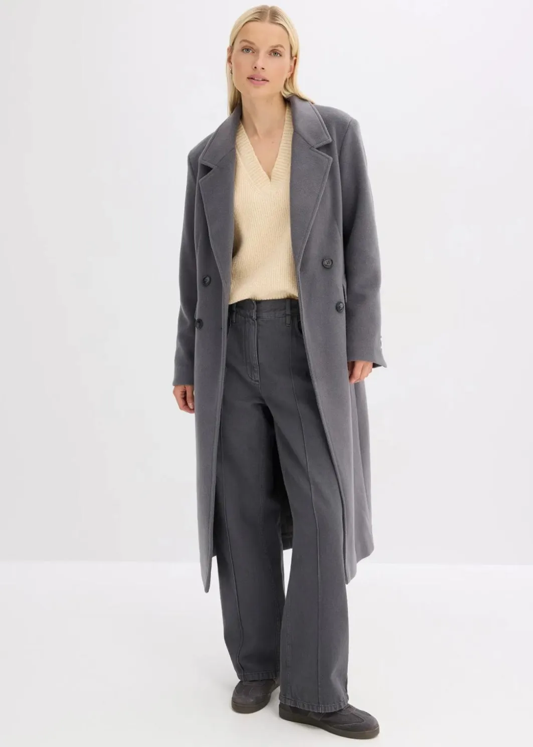Damen bonprix Bekleidung·Umstandsmode|Strickmode|Oversize-Pullover mit V-Ausschnitt