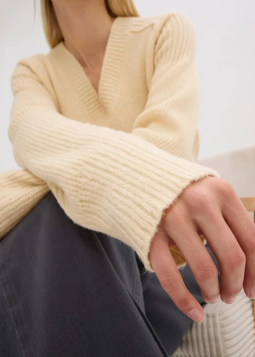 Damen bonprix Bekleidung·Umstandsmode|Strickmode|Oversize-Pullover mit V-Ausschnitt