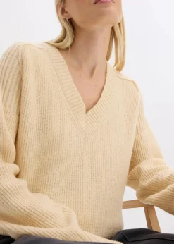 Damen bonprix Bekleidung·Umstandsmode|Strickmode|Oversize-Pullover mit V-Ausschnitt
