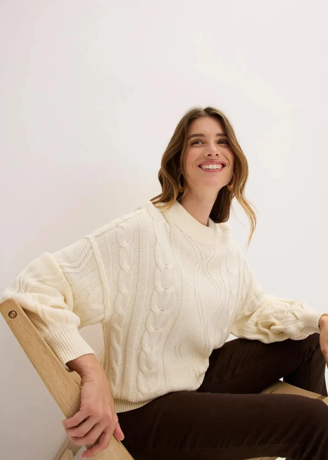 Hot Oversize-Pullover mit Zopfmuster Damen Strickmode|Pullover & Strickjacken