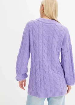 Damen bonprix Pullover & Strickjacken|Strickmode|Oversize-Pullover mit Zopfmuster