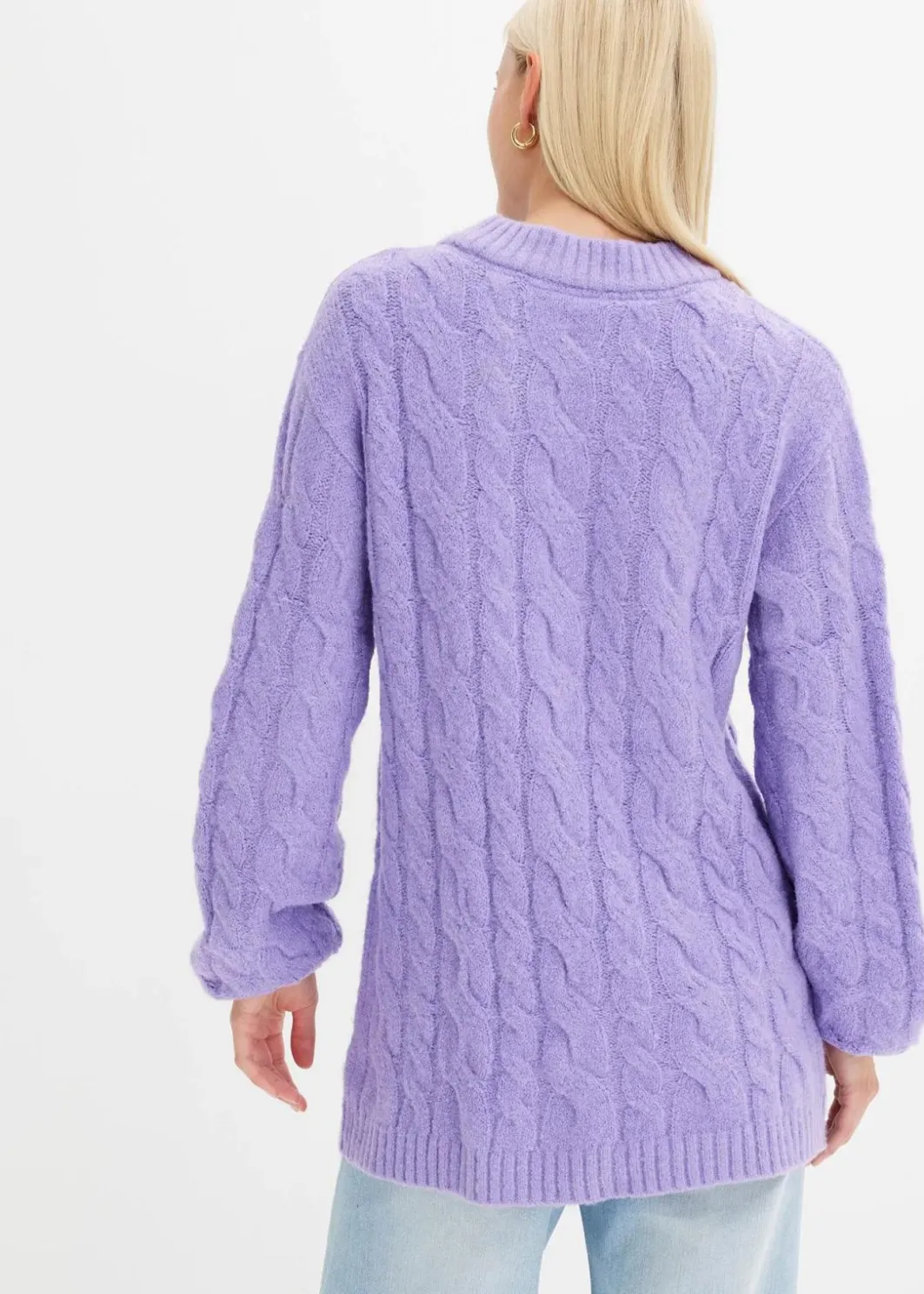 Damen bonprix Pullover & Strickjacken|Strickmode|Oversize-Pullover mit Zopfmuster