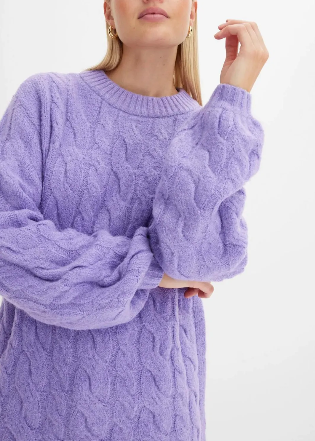 Damen bonprix Pullover & Strickjacken|Strickmode|Oversize-Pullover mit Zopfmuster