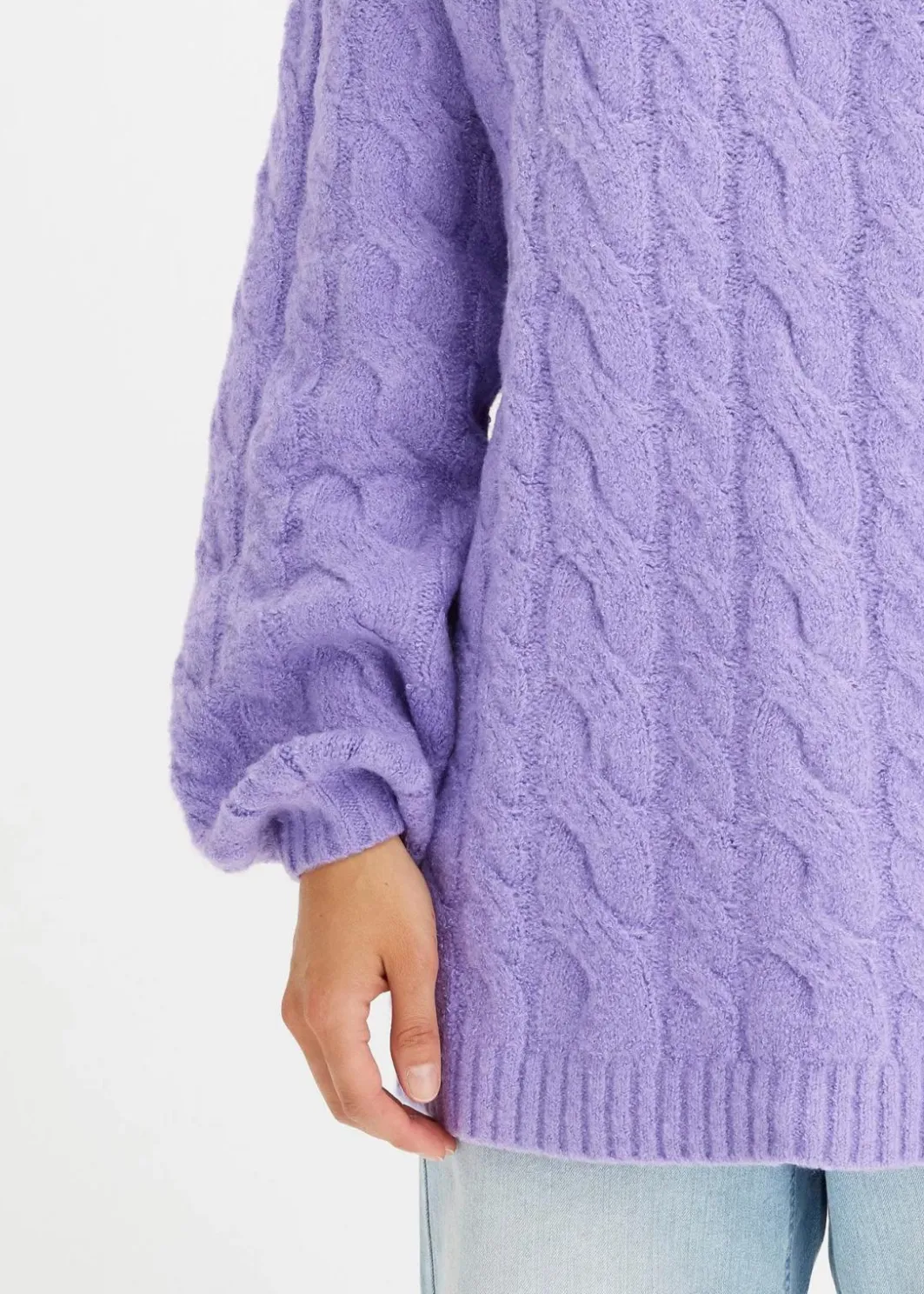 Damen bonprix Pullover & Strickjacken|Strickmode|Oversize-Pullover mit Zopfmuster
