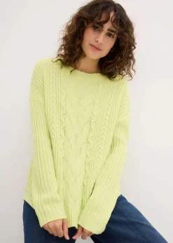 Damen bonprix Bekleidung·Umstandsmode|Strickmode|Oversize-Pullover mit Zopfmuster