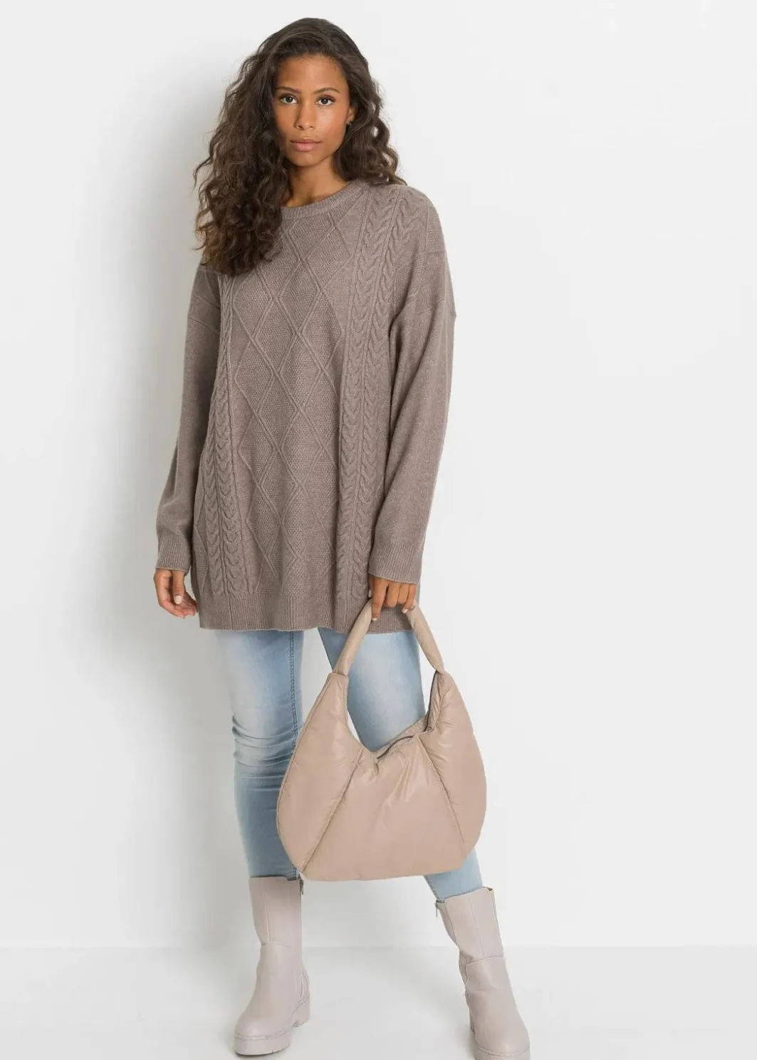 Oversize-Pullover mit Zopfmuster Damen Bekleidung·Umstandsmode|Bekleidung·Jeans
