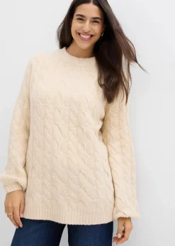 Damen bonprix Bekleidung·Umstandsmode|Bekleidung·Jeans|Oversize-Pullover mit Zopfmuster