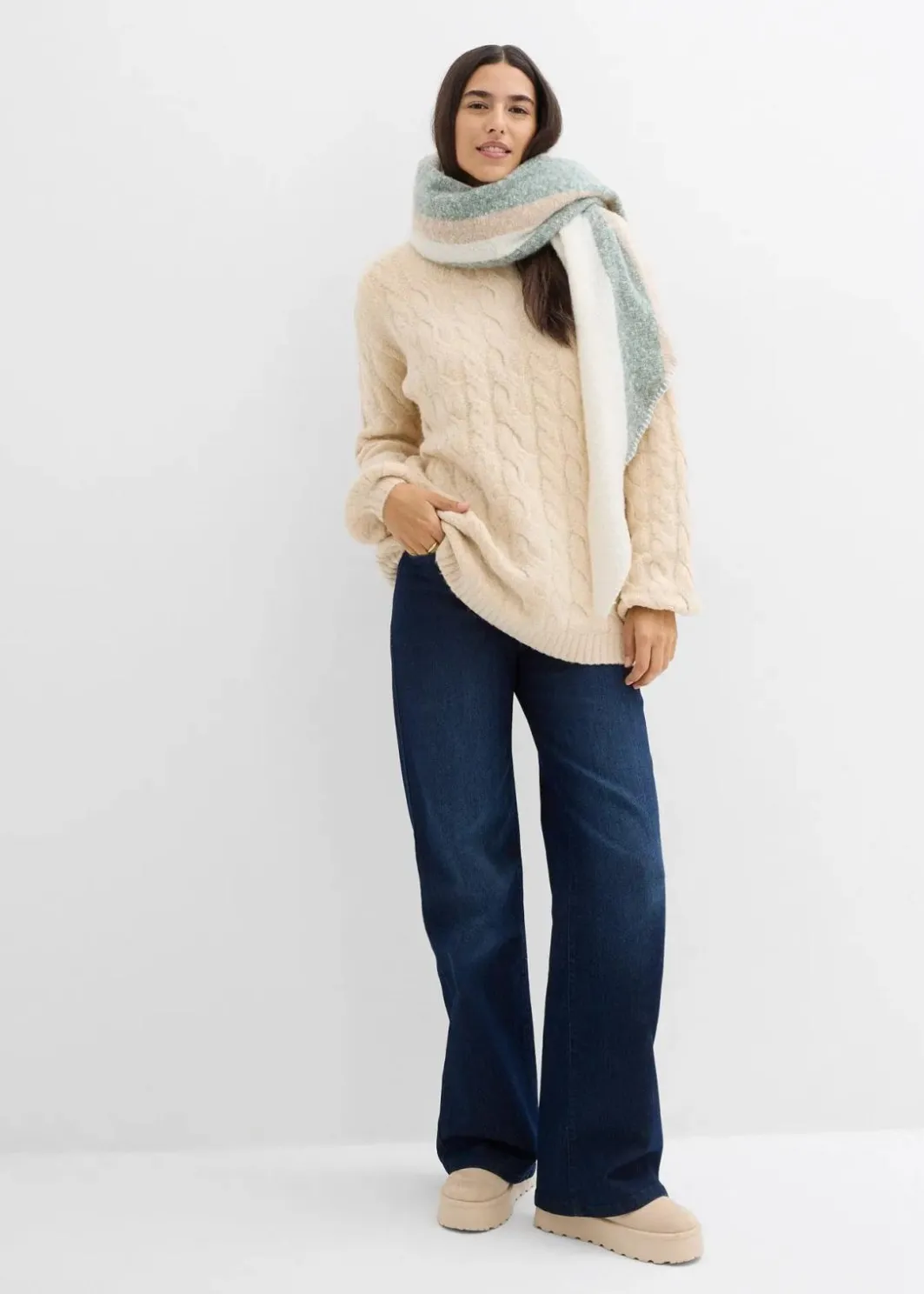 Damen bonprix Bekleidung·Umstandsmode|Bekleidung·Jeans|Oversize-Pullover mit Zopfmuster