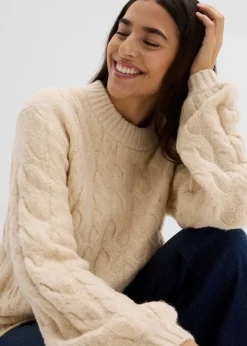 Damen bonprix Bekleidung·Umstandsmode|Bekleidung·Jeans|Oversize-Pullover mit Zopfmuster