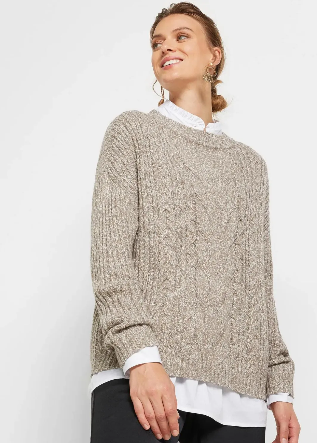 Damen bonprix Bekleidung·Umstandsmode|Strickmode|Oversize-Pullover mit Zopfmuster