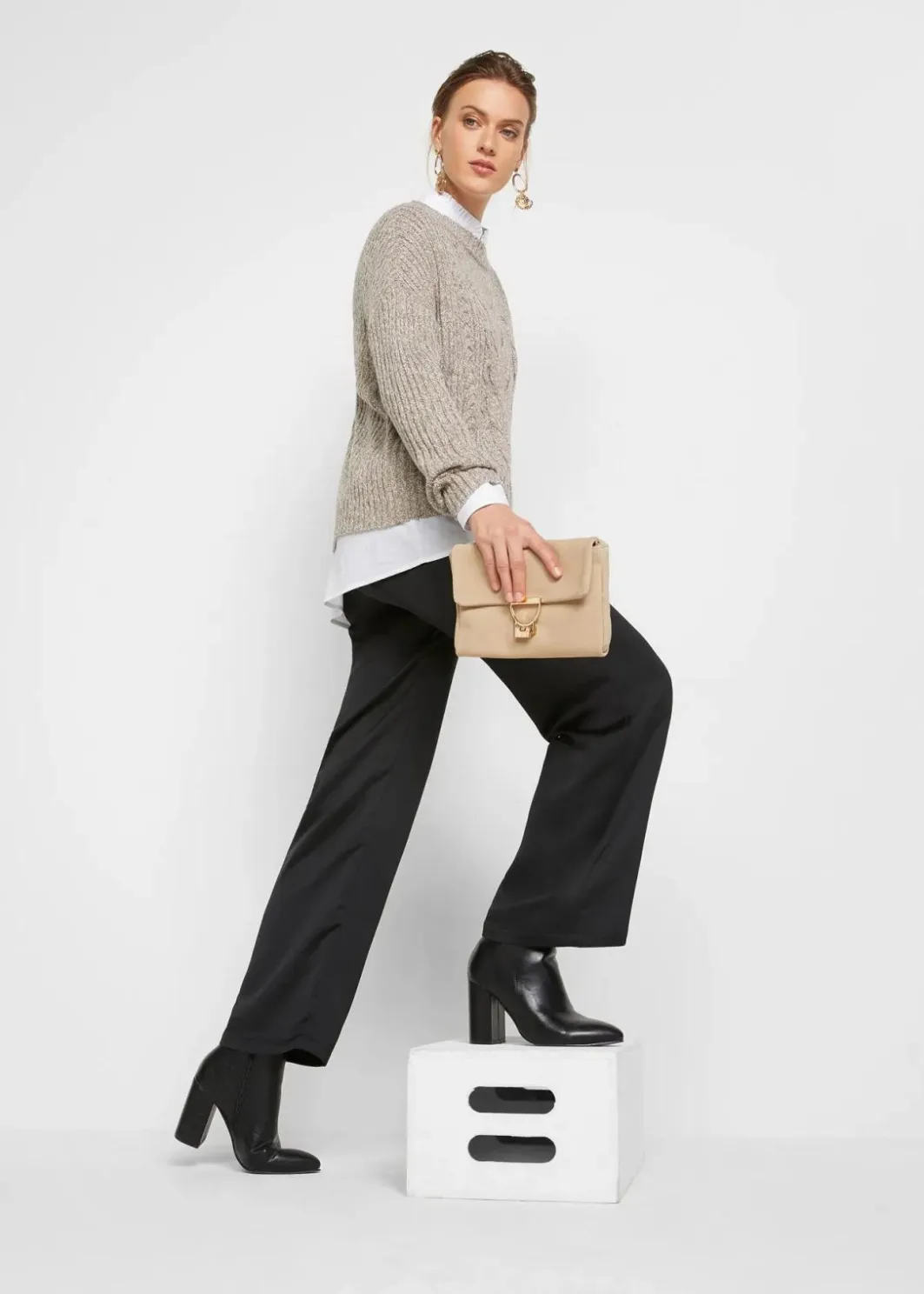 Damen bonprix Bekleidung·Umstandsmode|Strickmode|Oversize-Pullover mit Zopfmuster