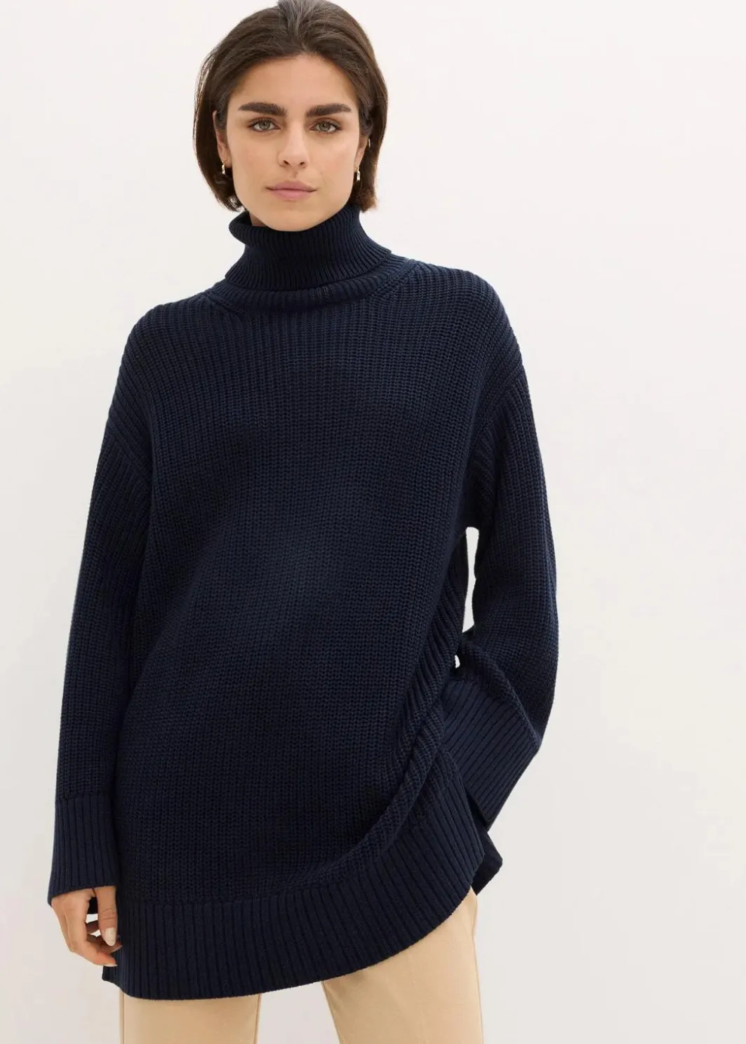 Online Oversize-Rollkragenpullover aus Baumwoll-Mix Damen Bekleidung·Umstandsmode|Strickmode