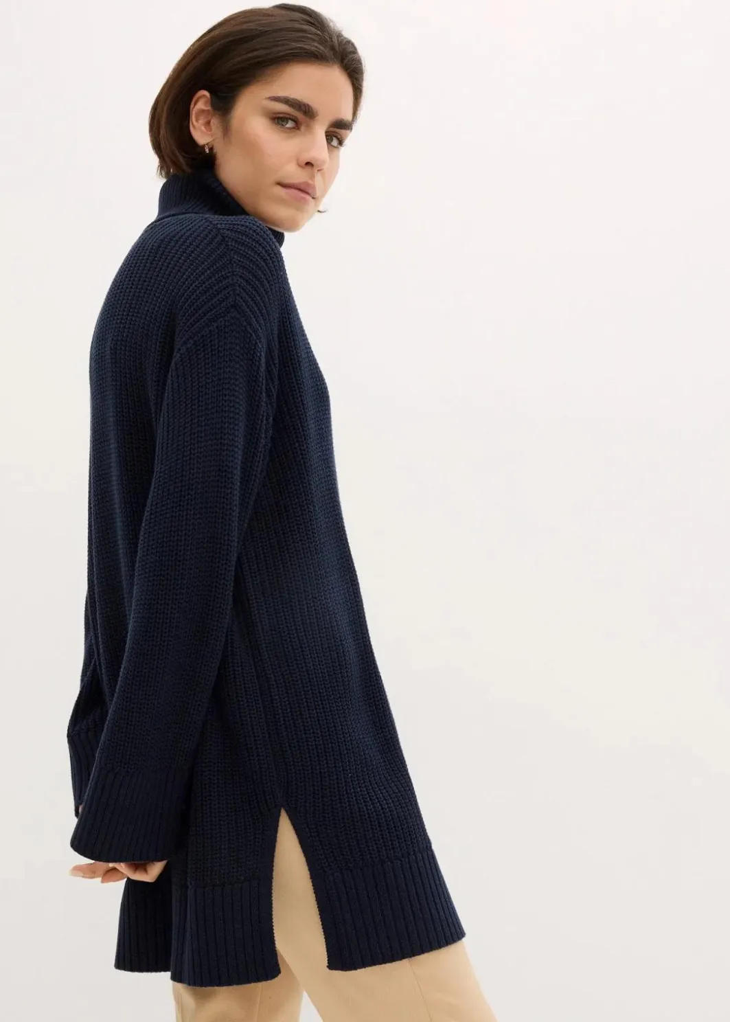 Online Oversize-Rollkragenpullover aus Baumwoll-Mix Damen Bekleidung·Umstandsmode|Strickmode