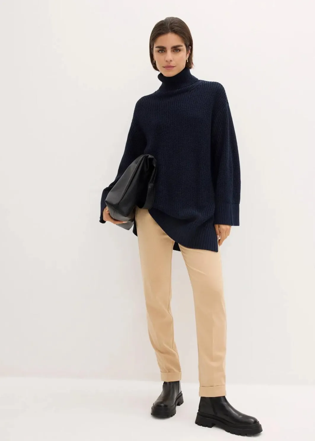 Online Oversize-Rollkragenpullover aus Baumwoll-Mix Damen Bekleidung·Umstandsmode|Strickmode