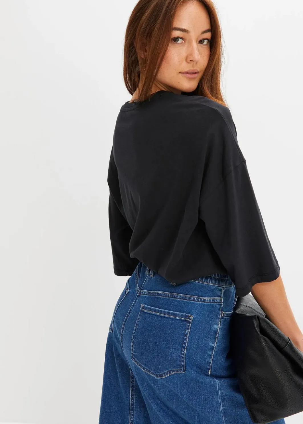 Outlet Oversize-Shirt aus elastischem Bio-Baumwoll-Mix Damen Shirts & Tops|Nachhaltigere Materialien