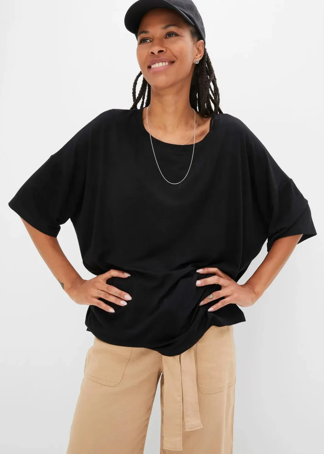 Damen bonprix Nachhaltigere Materialien|Shirts & Tops|Oversize-Shirt aus fließender Viskose