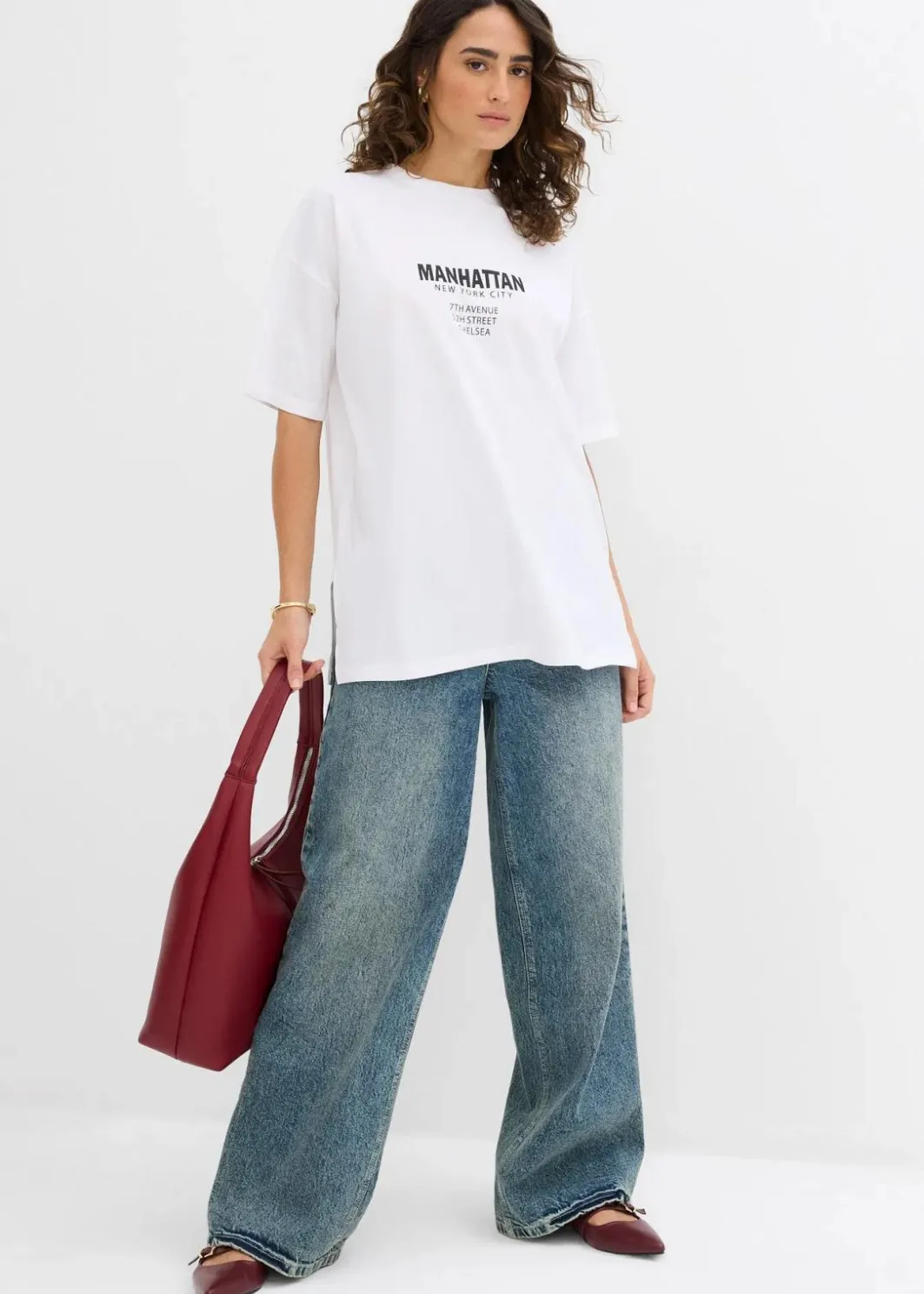 Damen bonprix Nachhaltigere Materialien|Shirts & Tops|Oversize-Shirt aus reiner Bio-Baumwolle