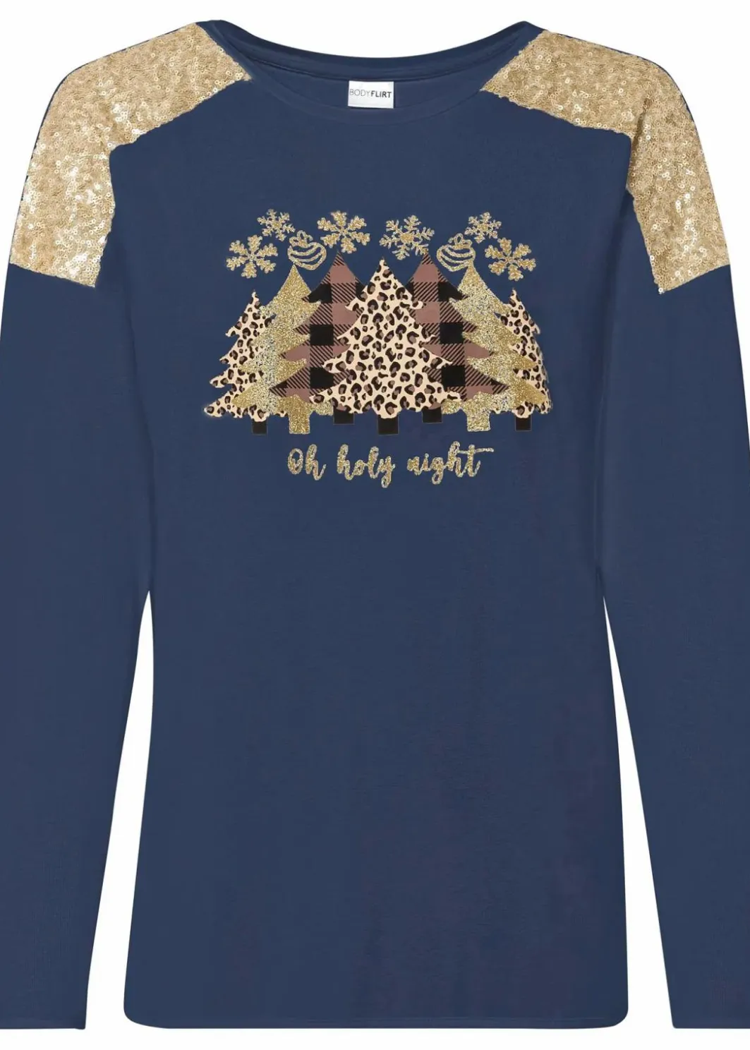 Discount Oversize-Shirt mit Weihnachtsmotiv und schönen Pailletten Damen Shirts & Tops