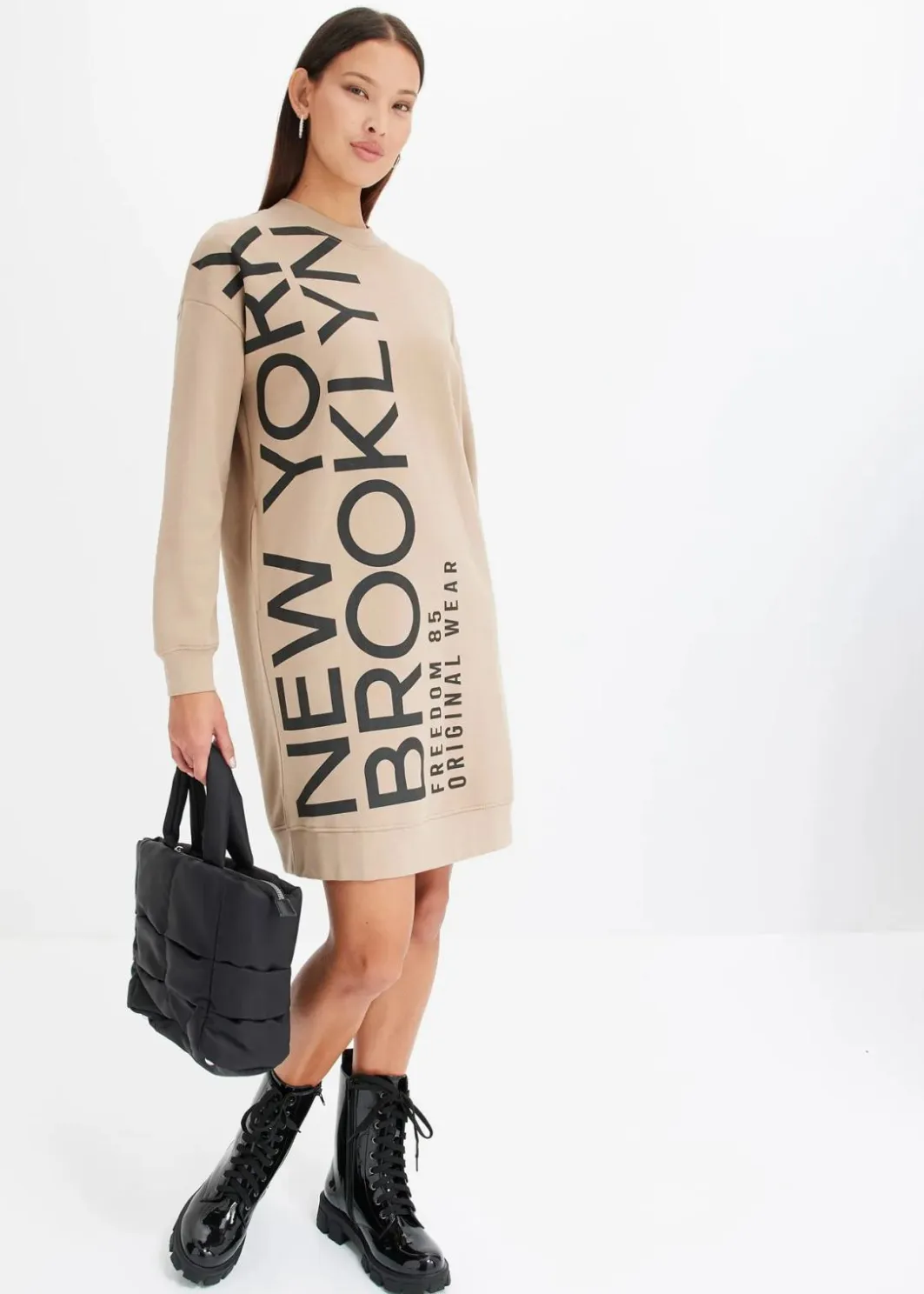 Online Oversize-Sweatkleid aus weichem Baumwoll-Mix Damen Kleider|Sweat