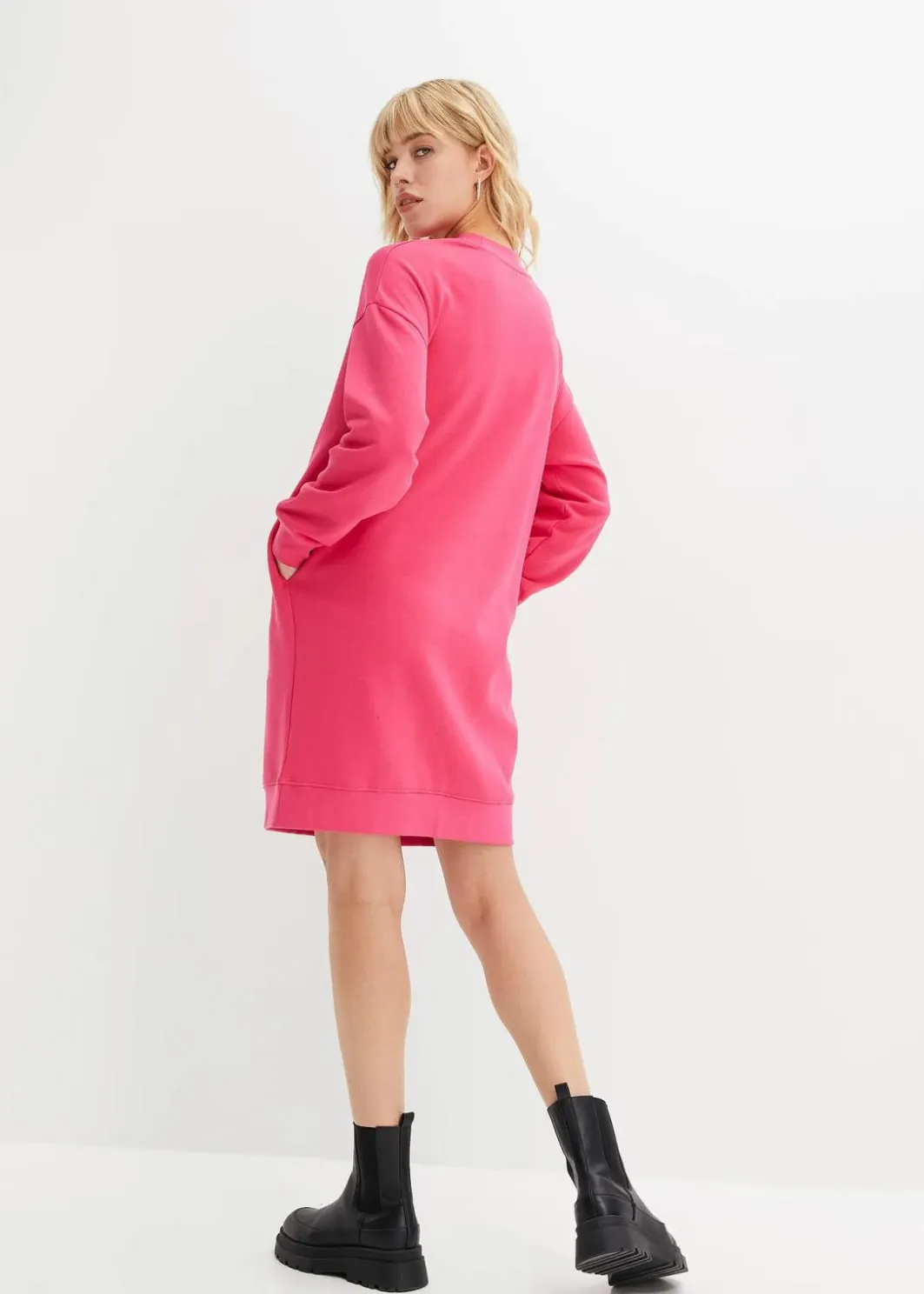 Damen bonprix Kleider|Sweat|Oversize-Sweatkleid aus weichem Baumwoll-Mix