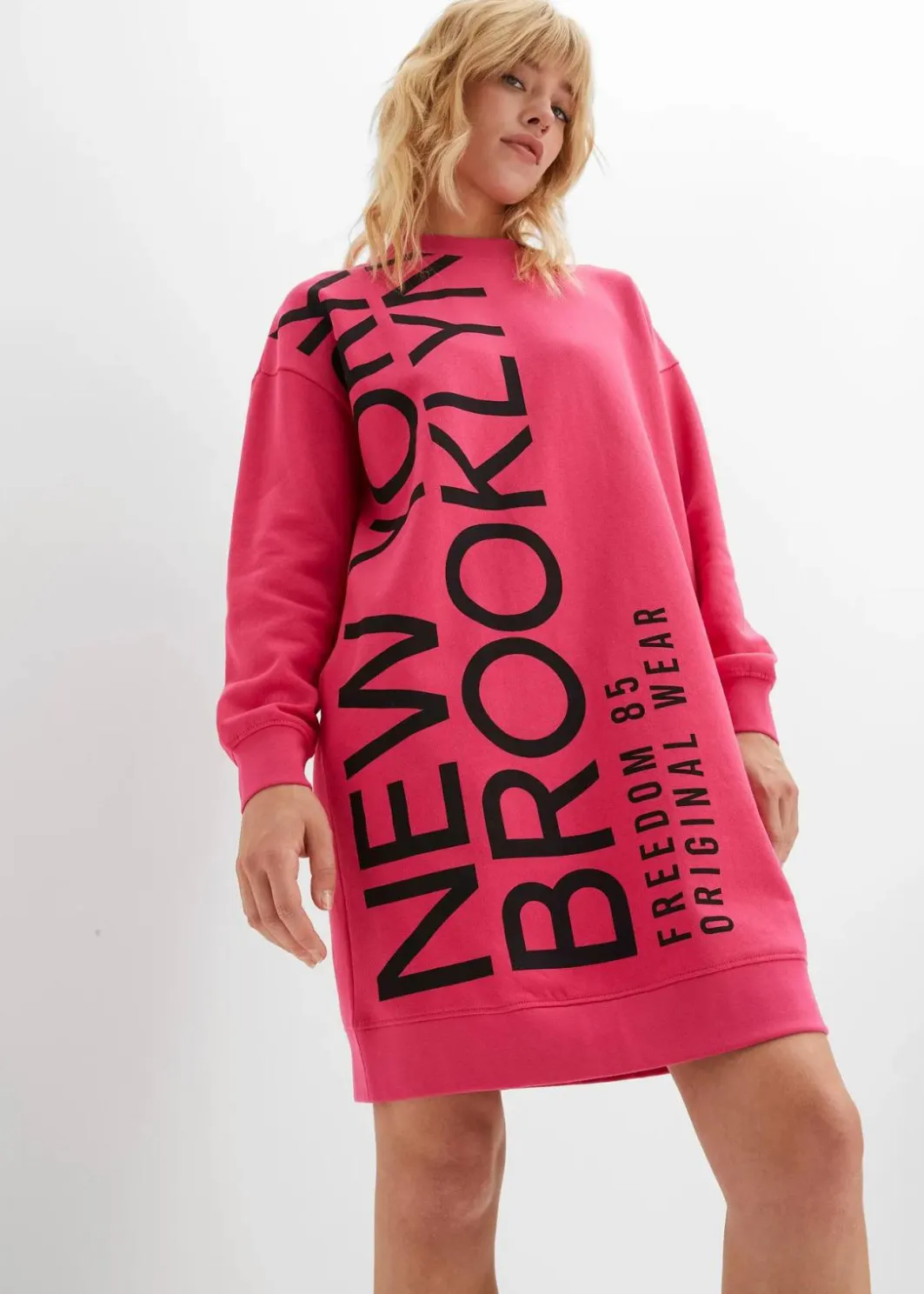 Damen bonprix Kleider|Sweat|Oversize-Sweatkleid aus weichem Baumwoll-Mix