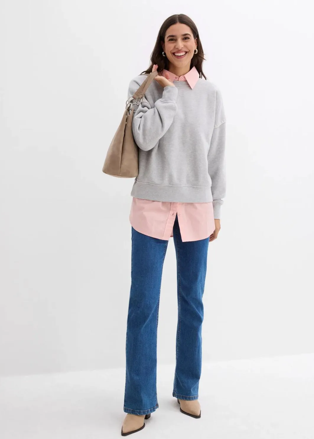 Damen bonprix Bekleidung·Blusen & Tuniken|Sweat|Oversize-Sweatshirt aus Baumwoll-Mix