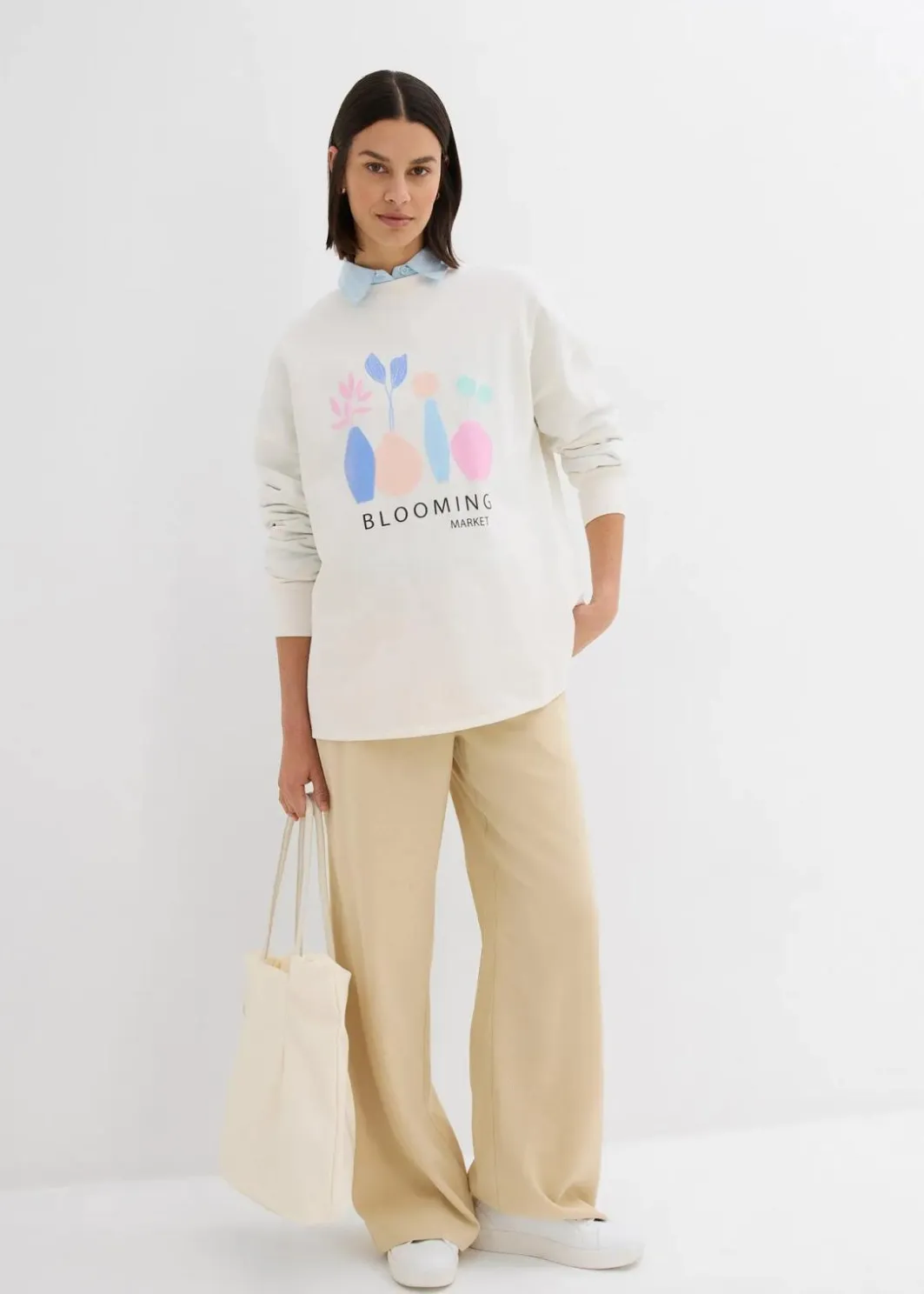 Outlet Oversize-Sweatshirt aus Baumwoll-Mix Damen Sweat|Bekleidung·Blusen & Tuniken
