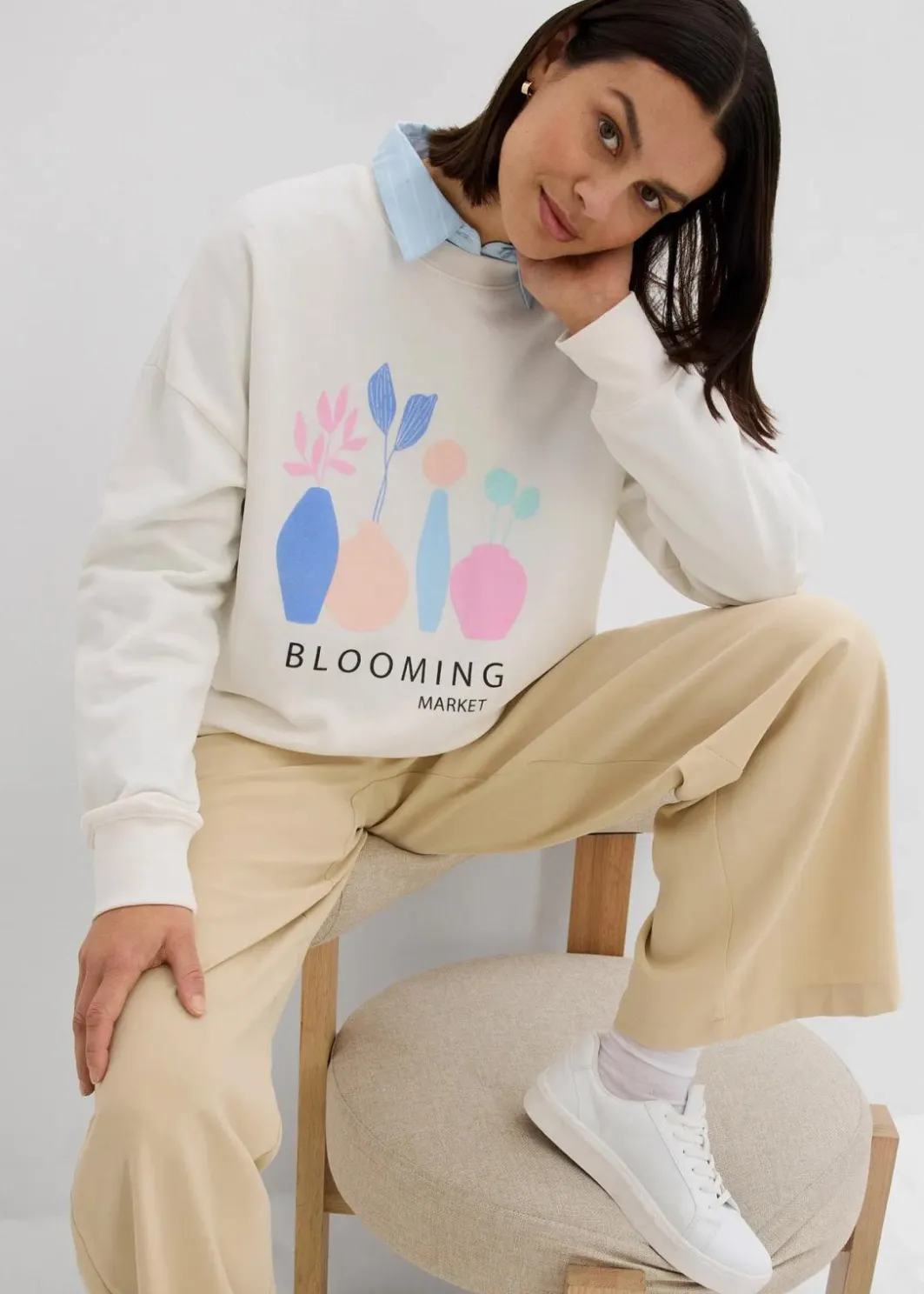 Outlet Oversize-Sweatshirt aus Baumwoll-Mix Damen Sweat|Bekleidung·Blusen & Tuniken