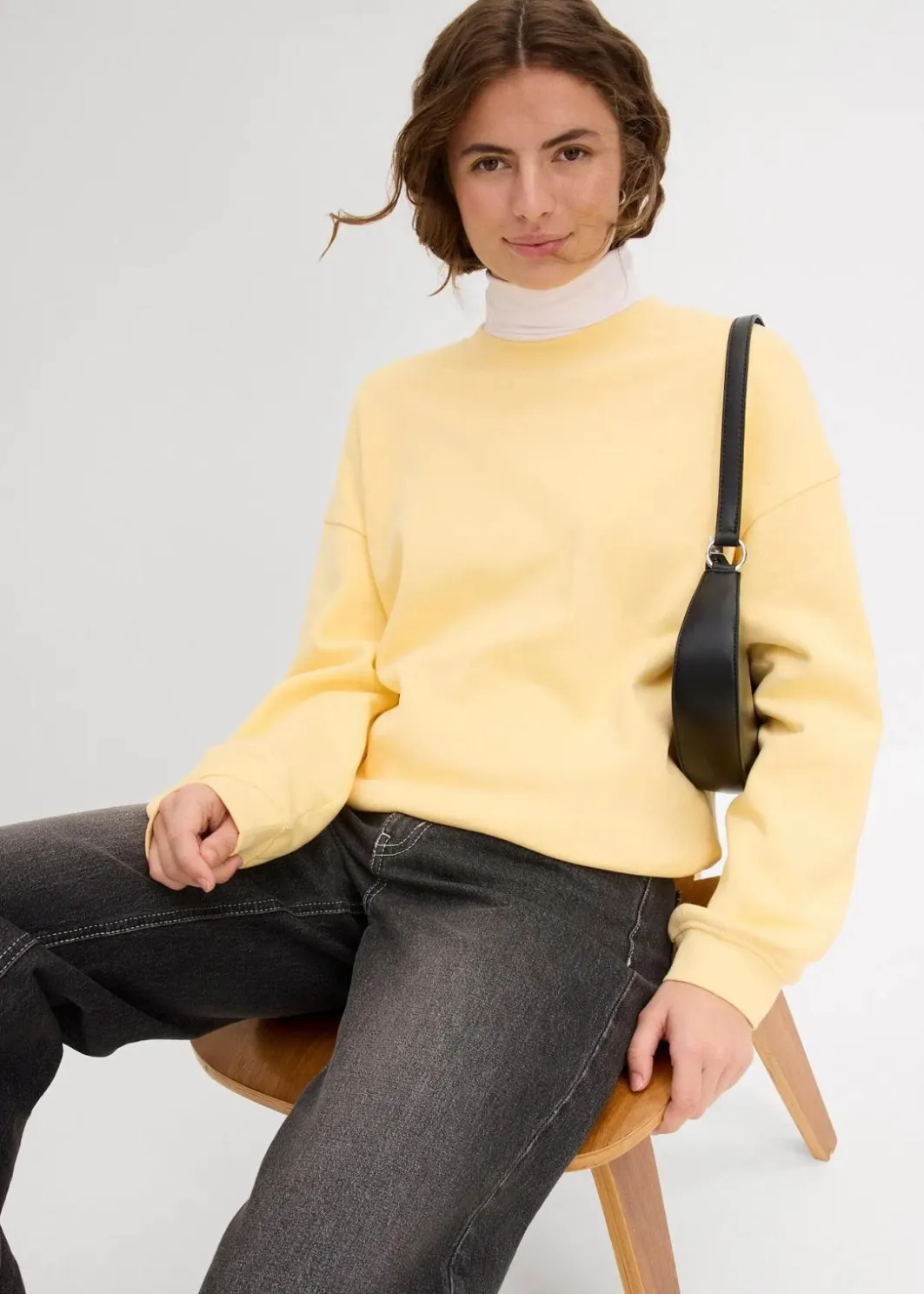 Damen bonprix Sweat|Basics|Oversize-Sweatshirt aus reiner Baumwolle