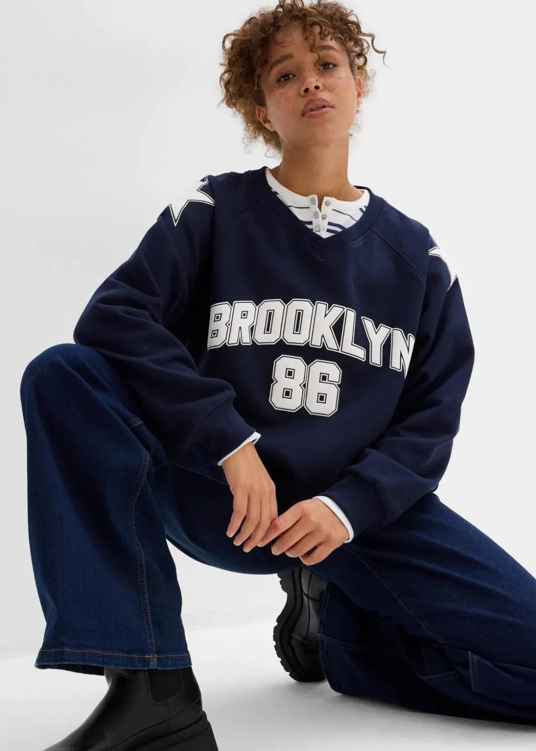 Damen bonprix Bekleidung·Blusen & Tuniken|Sweat|Oversize-Sweatshirt aus weichem Baumwoll-Mix