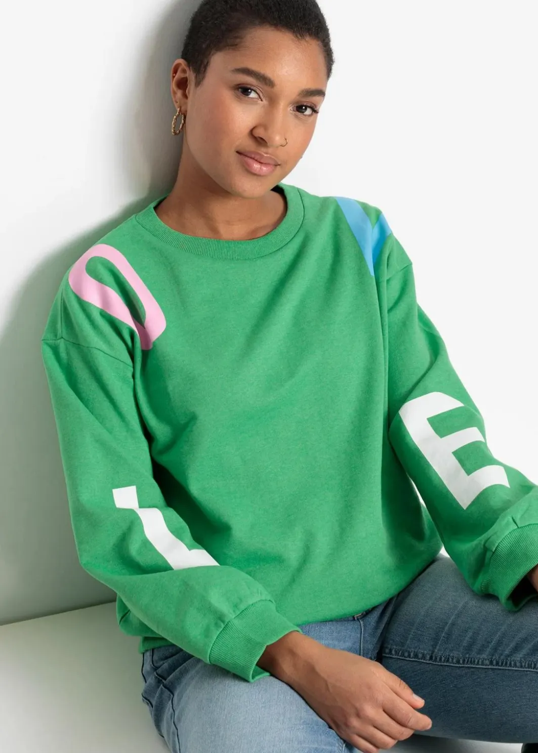 Sale Oversize-Sweatshirt aus weichem Baumwoll-Mix Damen Bekleidung·Blusen & Tuniken|Nachhaltigere Materialien