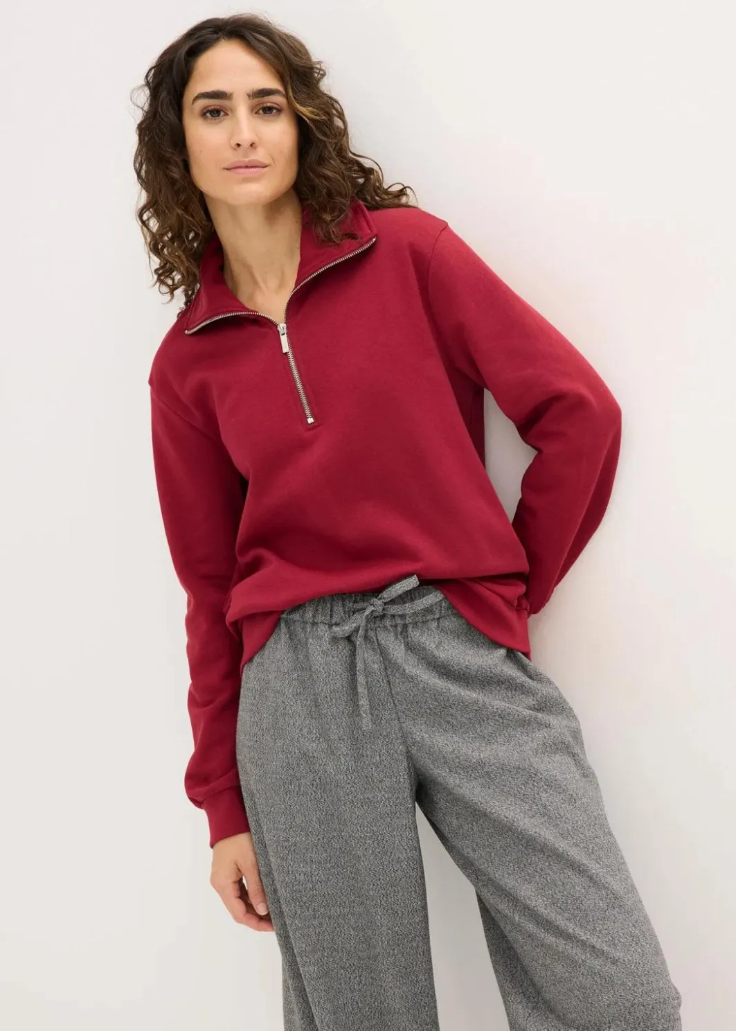 Outlet Oversize-Sweatshirt mit Reißverschluss Damen Nachhaltigere Materialien