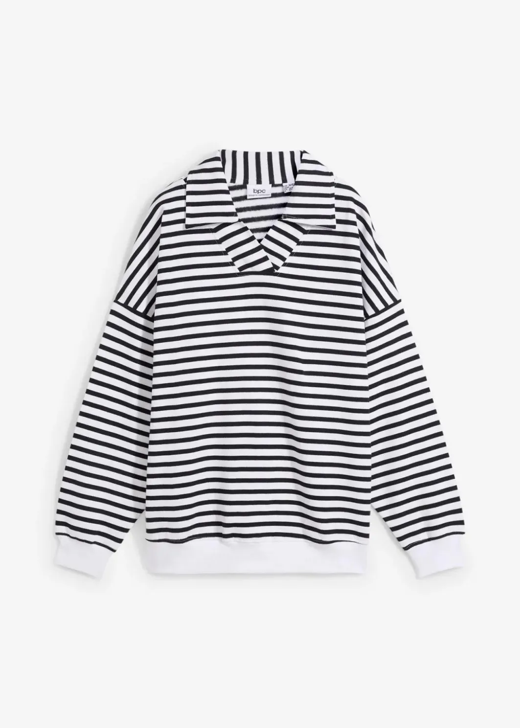 Damen bonprix Bekleidung·Blusen & Tuniken|Nachhaltigere Materialien|Oversize-Sweatshirt mit V-Ausschnitt und Polokragen