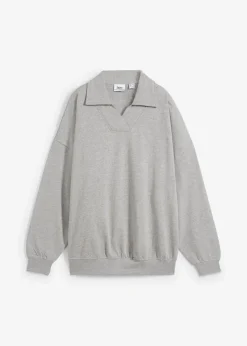 Hot Oversize-Sweatshirt mit V-Ausschnitt und Polokragen Damen Sweat|Nachhaltigere Materialien
