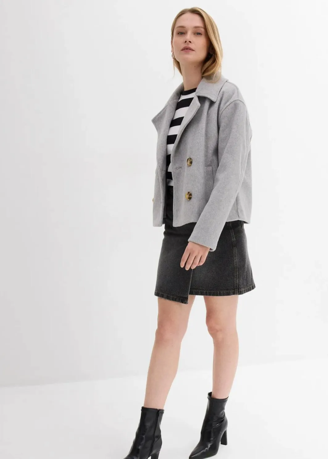 Damen bonprix Bekleidung·Hosen|Jacken & Mäntel|Oversize-Trenchjacke in Wolloptik