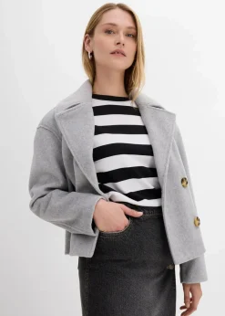 Damen bonprix Bekleidung·Hosen|Jacken & Mäntel|Oversize-Trenchjacke in Wolloptik