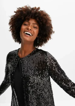 Damen bonprix Festliche Mode|Jacken & Mäntel|Pailletten- Mantel